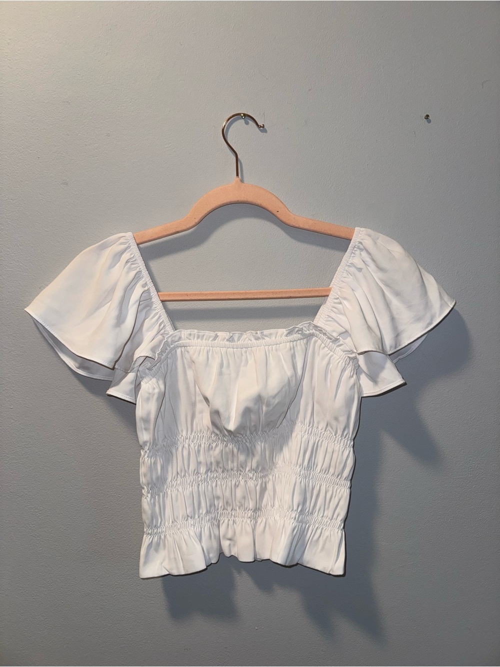 Abercrombie & Fitch White Smocked Square-Neck Crop Top - Size S